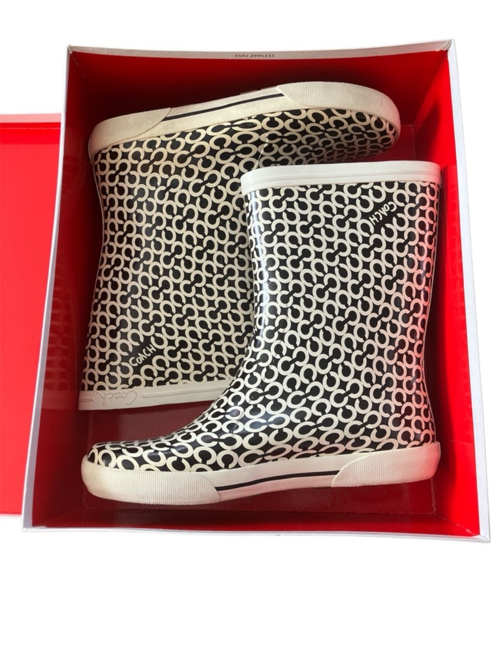 Coach Black & White Signature Logo Rain Boots - Women's